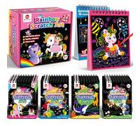 Mocoocy 24 quaderni Rainbow Scratch Art bomboniere per bambini, 8 temi carta da grattare nera bloc notes, magia giochi di disegno attività giocattoli da viaggio regali per bambini ragazzi e ragazze