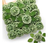 Mocoosy 50pcs rosa fiori artificiali, rose finte verde elfo per decorazioni,vero