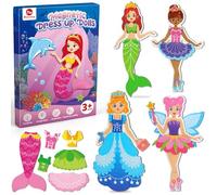 Mocoosy Bambole magnetiche per ragazze, principessa sirena, fata, bambole magnetiche per vestire, giocattoli per bambini da 3 4 5 6 7 8 anni, regali per ragazze, giochi di viaggio, aereo, giocattoli