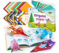 Mocoosy Kit di 320 fogli per origami per bambini dai 5 agli 8 anni e dai 9 ai 12 anni, set di aerei di carta, insieme di carta pieghevole colorata con libro di origami, arte e artigianato per ragazzi
