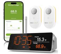 MOCREO Termometro e allarme per congelatore, con telecomando WiFi, lungo raggio di 1/3 miglio, impermeabile IP66, allarme e-mail app, con hub monitor digitale, 2 sensori di temperatura wireless