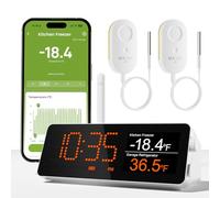 MOCREO Termometro e allarme per congelatore, WiFi, lungo raggio di 1/3 miglio, con sonda impermeabile IP67, allarme e-mail app, con hub monitor digitale, 2 sensori di temperatura intelligenti per