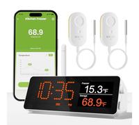 MOCREO Termometro e allarme per congelatore, WiFi, lungo raggio di 1/3 miglio, con sonda impermeabile IP67, allarme e-mail app, con hub monitor digitale, 2 sensori di temperatura intelligenti per