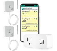 MOCREO Termometro per congelatore WiFi, allarme e-mail, notifica app, esportazione di registrazione dati, senza costi di abbonamento, 2 sensori di temperatura remoti per frigorifero, congelatore