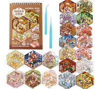 Mocrop 20 Set di 3D Adesivi Scene Book, Set di Adesivi per Bambini Fai da Te per Case, Varie Scene come Caffè, Sale Giochi, Sale Feste, Negozi di Animali, Con 2 Pinzette, Terapia con Adesivi, Regali