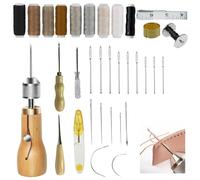 Mocrop 34 Pezzi Set Cucito Pelle, Aghi Per Pelle Set Cucito di Attrezzi in Pelle Pour Réparation de Moquette, Reparation Cuir et Toile, DIY Couture Artisanat