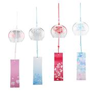 Mocrop Set di 4 campanelli a vento giapponesi per giardino, decorazione da giardino, per esterni, da appendere, in vetro, per regali di compleanno, balcone e giardino