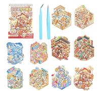 Mocrop Set di adesivi 3D di grandi dimensioni, fai da te per bambini, stube, mondo di ghiaccio e neve, paradiso animali e altre scene, adesivi a libro, con 2 pinzette, artigianato creativo, regali per