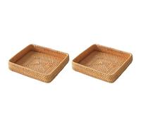 Mocturnity 2X Vassoio da Portata In Rattan, Vassoio Quadrato Intrecciato, Cestino Portaoggetti In Vimini, Cestini Quadrati In Vimini per Organizzare, Cestini da Portata In Vimini