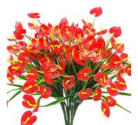 Mocturnity 4 mazzi di fiori finti artificiali, piante finto anthurium piante arbusti in plastica, cespugli interni esterni, giardiniere da appendere decorazioni per