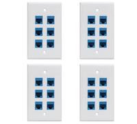 Mocturnity 4X Piastra da Parete Ethernet Cat 6 6 Porte, Piastra da Parete Ethernet Femmina-Femmina Rimovibile Compatibile con Cat7/6/6E/5/5E