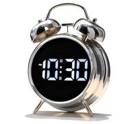 Mocturnity Piccolo Capezzale Digitale per Camere da Letto, Allarme A Campana in Metallo retrò, Numeri con Retroilluminazione per Dormiente Argenteo
