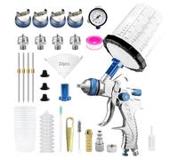 Mocturnity Pistola a spruzzo d'aria HVLP con alimentazione a gravità, ugelli da 1,4/1,7/2,0/2,5 mm e bicchieri miscelatori da 650 cc per verniciatura automobilistica.