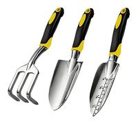 Mocturnity Set di attrezzi da giardino, 3 kit di attrezzi da giardino, cazzuola, trapiantatore e coltivatore, strumento da giardino a mano in lega con ergonomico