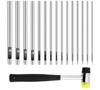 Mocturnity Set di trapani da 15 pezzi, set di perforatrici per trapano da 0,5 mm a 6 mm, set di perforatrici cave rotonde in acciaio con 1 martello di gomma, per