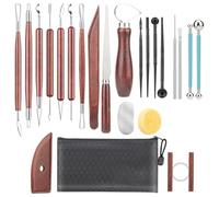 Mocturnity Utensili per scolpire argilla, kit di base di strumenti per intaglio in ceramica di argilla con maniglie in legno e borsa degli attrezzi per intagliare e modellare