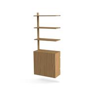 MOD Modello 8 Sistema di Scaffalature 1x1925 Binario + 3 Ripiani + Mobiletto Rovere