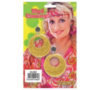 Mod Orecchini 60s 70s Discoteca Retrò Orecchini con Clip Oro Glitter Costume