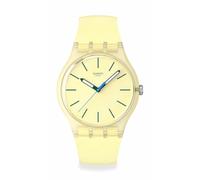 Swatch Orologio analogico, quadrante giallo chiaro, lancette luminose, cassa trasparente SO29J102