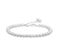 Moda 6 mm Perline opache S Sigillo Placcato Argento Braccialetto a Catena per Donna 20 cm per Ragazze Adolescenti Lady Regalo Femminile Gioielli in Argento fine Practical And Professional