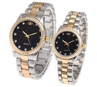 Moda Acciaio Band Coppia Orologio Casual Uomini Donne Orologio tempestato di diamanti Creativo in rilievo Lettera Bracciale Analogico al quarzo Orologio