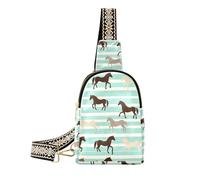 Moda alla moda Brown Horse Teal Striped borsa a tracolla moda sopra borsa a tracolla per il pacchetto di giorno, Brown Horse Teal a righe