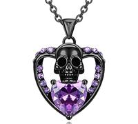 Moda Amore Teschio Collana Bella Viola Gioielli Cuore Teschio Pendente Ti amerò Fino alla fine Amante Romantico Eccellente Gif