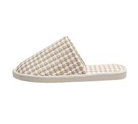 Moda Autunno E Inverno Delle Donne Pantofole Fondo Piatto Non Caldo E Confortevole Tinta Unita Pied de Poule Womens Casa Scarpe Pantofole Indoor, Beige, 39 EU