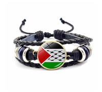 Moda Bandiera della Palestina Per Uomini Donne Multi-strato Intrecciato Braccialetti In Pelle Intrecciata Gioielli Bandiera Paese Braccialetto Squisita Artigi, Misura unica, come descritto
