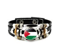 Moda Bandiera Palestina Per Uomini Donne Multi-strato Intrecciato Bracciali In Pelle Intrecciata Gioielli Bandiera Paese Braccialetto Personal Fashion Gusto, Misura unica, come descritto