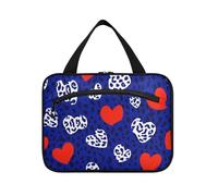 Moda Blu Navy Cuore Leopardo Appeso Viaggio Trucco Borsa per le Donne con Gancio Designer Moda Kit da Barba Borsa per gli Uomini Viaggiatore Hotel bolsas para maquillaje, Moda Blu Navy Cuore Leopard