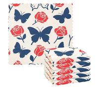 Moda Blu Rosso Rosa Fiore Farfalla asciugamano da cucina in microfibra 6 Pack strofinacci da tè decoración tallas para ropa 11x11 pollici