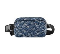 Moda Blu Scuro Bel Fiore Alla Moda Cerniera Fanny Pack Sling Bag per piccoli uomini d'affari Piccolo con Cinghia Regolabile per lo Shopping Sport Lavoro bolsa para celular para