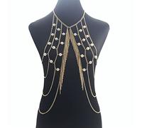 Moda Body Chain Bikini Crossover Vita Addominale Imbracatura Perla Petto Reggiseno Catena Del Corpo Gioielli per Donne Festa Estate Spiaggia Collane Collana