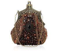 Moda Borsa da Sera Donna Pochette Borsa Tracolla, Pochette da donna Pochette retrò ricamato perline di pietra sacchetto di sera da sposa Bridal Bidal Banchetto Banchetto Party Borsa Vintage Shoulder C