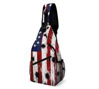 Moda Borsello A Tracolla American Usa Flag War Bullet Hole Borsa A Tracolla Militare Unisex,Pratica Borsa Pettorale per Campeggio Donna Uso Quotidiano
