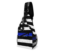 Moda Borsello Uomo Blue Line Retro Vintage American Flag Police Pattern Borsa A Tracolla Sul Petto Antifurto,Pratica Borsa A Petto per Moto Campeggio Alpinismo