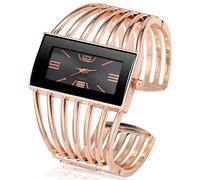 Moda Bracciale Bracciale Orologi per Donna Lusso Quadrante Rettangolare Analogico Quarzo Orologio Da Polso Regali, Oro rosato, Moda