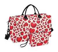Moda Bright Love rosso Leopard Natale decorativo borsa da viaggio Sport Tote Gym Bag con borsa da toilette per Yoga pieghevole bolsas para viajar en Avion de Mujer