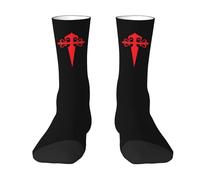 Moda Calzini da Lavoro, Cross Santiago Us Flag, Calze Uomo Antiscivolo Sportive Running Calzini per Camminata Ciclismo 40cm