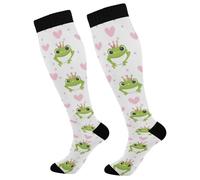 Moda Calzini Donna Frogs Princess Crown Cute Calze Uomo, Rinforzati Calzini, Palestra, Ciclismo, Outdoor, 50cm