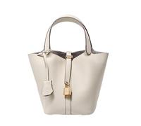 Moda casual donna Genuine Leather Bucket Bag Luxury Handbag High-End Tote Woman Cow Mommy & Metal Lock, beige, Taglia unica
