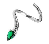 Moda Colore Argento Serpente Anelli Regolabili Per Le Donne Intarsio Verde Pietra di Cristallo Anelli di Apertura Gioielli Del Partito Regali Serpente Argento Cristallo Per Le Donne Uomini Adolescenti