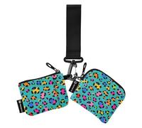 Moda Colore Leopard Teal Portafogli da donna Custodie per carte Mini Moda Portamonete Cambiamento Titolare con Cerniera Tasca portamonete per Lavoro Viaggi 2 Confezioni di credito para