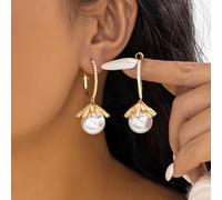 Moda coreana ciondola gli orecchini per le donne a forma di cuore design con perle e strass costruzione in lega (ER21Y0183)