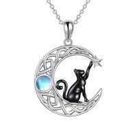 Moda creativa stella luna gatto nero collana da donna semplice e versatile squisito ciondolo in pietra di luna