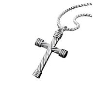 Moda Creativo Corda Ritorta Croce Pendenti da Uomo in Acciaio Inox Talismano Collana Gioielli Padre Figlio Amico Regali