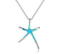 Moda Cristallo Argento Tono Oceano Blu Opale Collana Pendente Pentagramma per Accessori Gioielli Donna Ragazze (Blu) Convenient Design