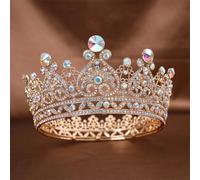Moda Cristallo Corona Rotonda Colorato Accessori Per Capelli Da Sposa Tiaras Di Cristallo E Corone Per Le Donne Sposa