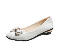 Moda da donna, punta tonda, balletto, piatta da donna, ballerine, scarpe basse, eleganti ballerine con cinghie, eleganti e casual, estive, bianco, 38 EU